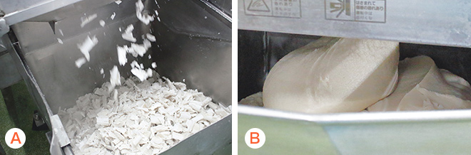 解凍・調味・攪拌の様子